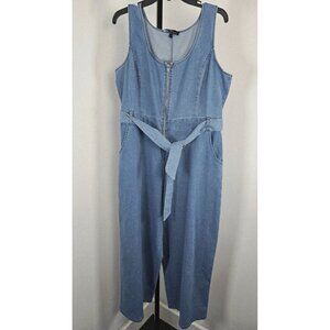 Derek Heart Sleeveless Denim Romper Jumpsuit - Blue - SZ L